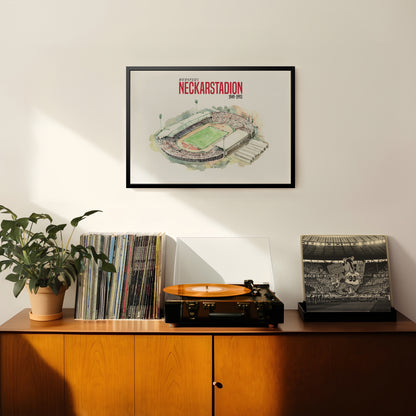 Neckarstadion Aquarell Druck